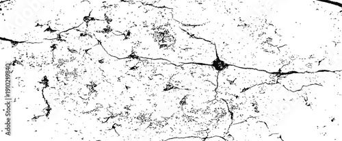 Black and White Cracked Grunge Texture Vector Overlay Distress Effect Grungy Concrete Wall Background Pattern