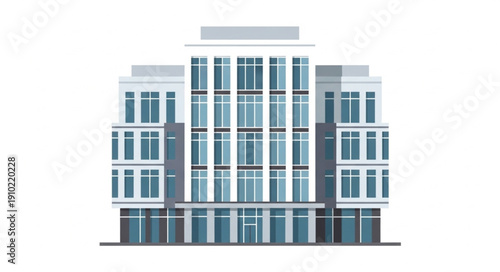 Modern Business Office Building Exterior Illustration.