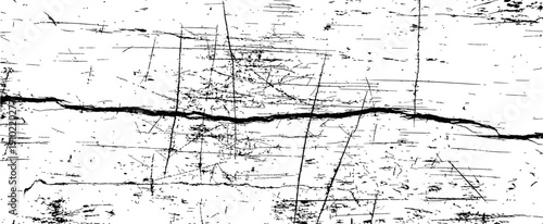 Black and White Vector Grunge Texture Overlay with Deep Crack and Scratches Distressed Abstract Background Element