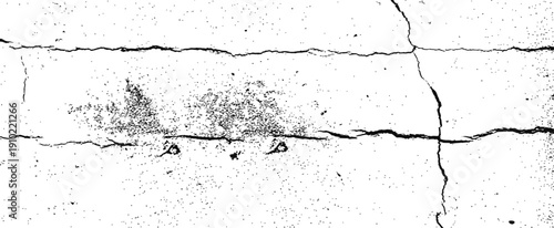 Black and White Cracked Grunge Overlay Vector Texture Distressed Concrete Wall Background Element