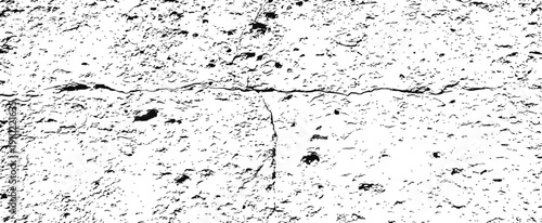 Black and white distressed grunge texture background vector Rough concrete wall surface overlay with cracks and scratches