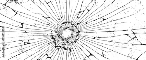 Broken Glass Texture Vector Black and White Shattered Window Cracks Grunge Impact Design Element