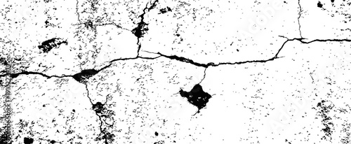 High Contrast Black and White Cracked Concrete Grunge Texture Vector Overlay Abstract Distressed Surface Background Graphic Resource