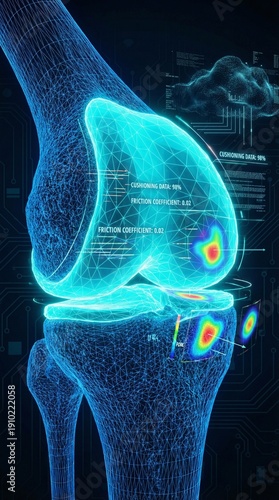 Futuristic Digital Visualization of Knee Joint with Data Overlay