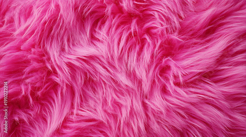 Close-up of Bright Pink Shaggy Faux Fur Material pink fur