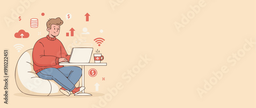 Remote work and financial growth illustration
