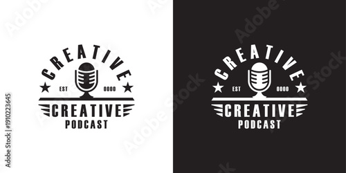 Creative podcast logo design vector