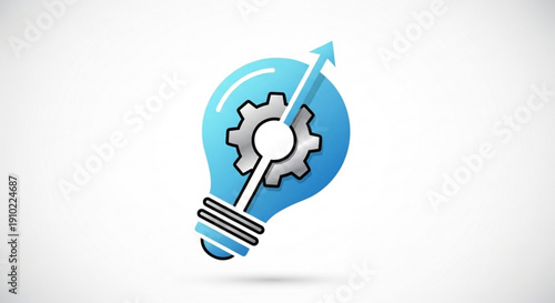 Innovative idea generation with lightbulb and gear mechanism symbolizing creativity and progress