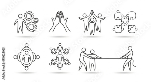 Teamwork and Collaboration Icons Set.
