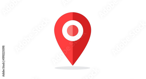 Red Map Pin Location Marker Icon on Isolated White Background