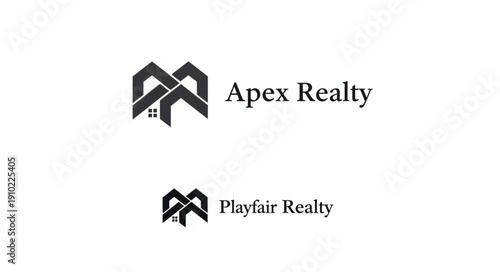Apex Realty and Playfair Realty logos with house icons.