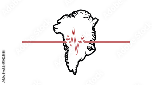 Polar Research Risk Visualization Antarctic Heartbeat Map Illustration for Climate Risk Assessment, Remote Monitoring, Environmental Insurance Exposure and Sustainable Investment Messaging