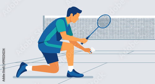 You said
Badminton Player Serving

Flat vector illustration of a badminton player performing a low serve. Racket and shuttlecock clearly visible, court lines in background. Flat vector style, precise 