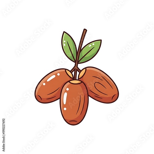 Cartoon illustration of three dates fruit.