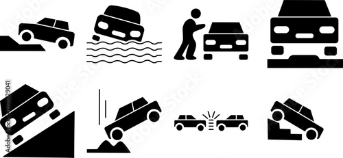 Car Insurance And Accident Icons