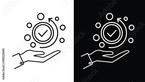 Hand Holding Check Mark Icon: Concept Of Success, Approval, Solution Vector