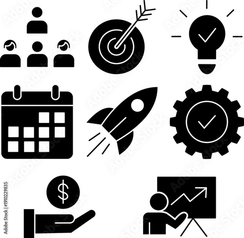Corporate Strategy And Success Icons