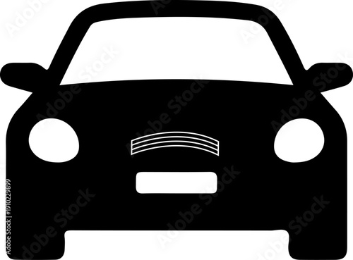 Car icon. Auto vehicle isolated. Transport icons. Automobile silhouette front view. Sedan car, vehicle or automobile symbol on white background - stock vector.