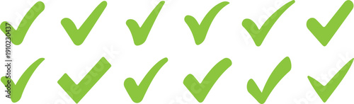 Green сheck mark icons set. Check marks symbol collection. Simple check mark. Quality sign icon. Checklist symbols. Approval check flat style - stock vector.