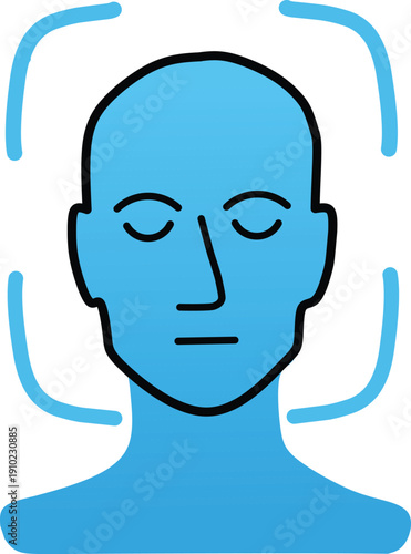 Facial recognition system icon for biometric identification