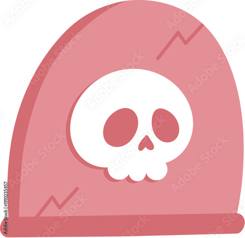 Cartoon Style Tombstone with Skull