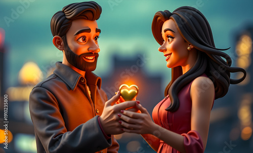 Golden Heart in City Lights