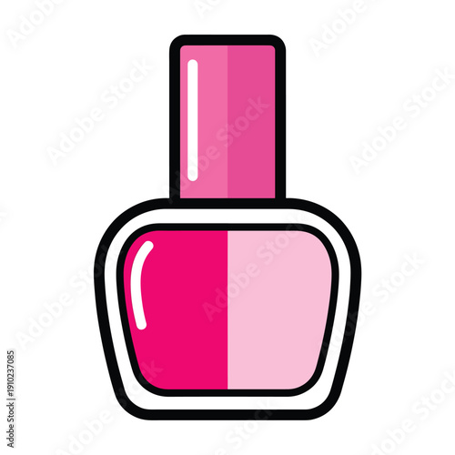 Illustration of a nail polish bottle with varied pink hues in a graphic style