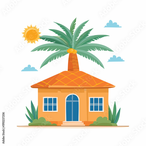 middle eastern house palm naive cutout style