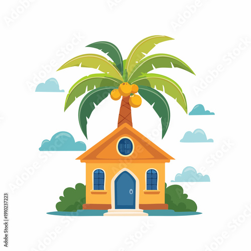 middle eastern house palm naive cutout style