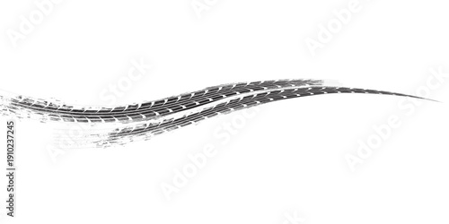 Tire track. Car, bike, motorcycle tyre mark with grunge effect isolated on white background. Wheel footprint on the road. Top view of rubber protector mark