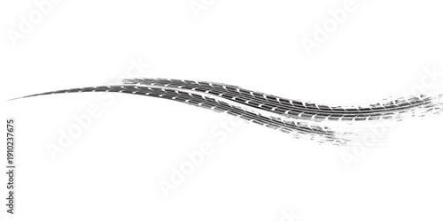 Tire track. Car, bike, motorcycle tyre mark with grunge effect isolated on white background. Wheel footprint on the road. Top view of rubber protector mark