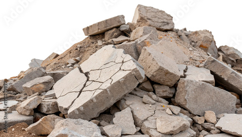 Canvastavla large pile of broken concrete pieces and rubble  isolated on transparent backgro