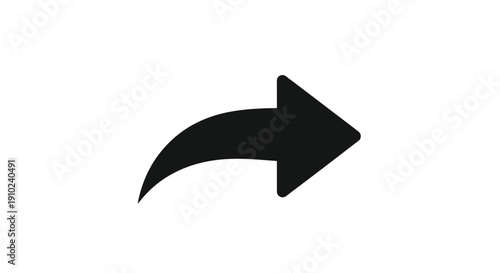 Simple black arrow icon pointing to the right with a curved tail