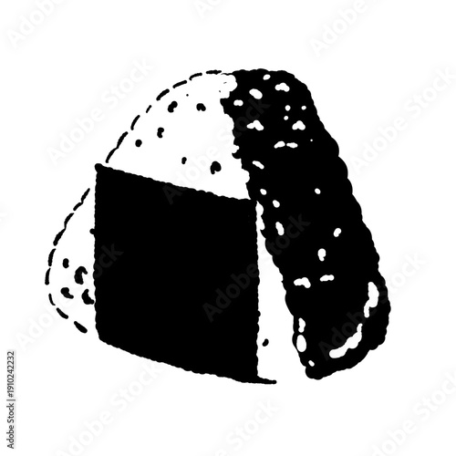 Monochrome Triangle Onigiri Fully Wrapped in Nori Seaweed