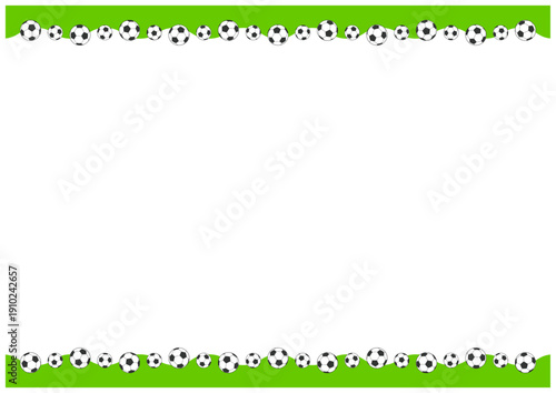 芝フィールド風サッカーボール上下フレーム（スポーツ背景）ベクター素材