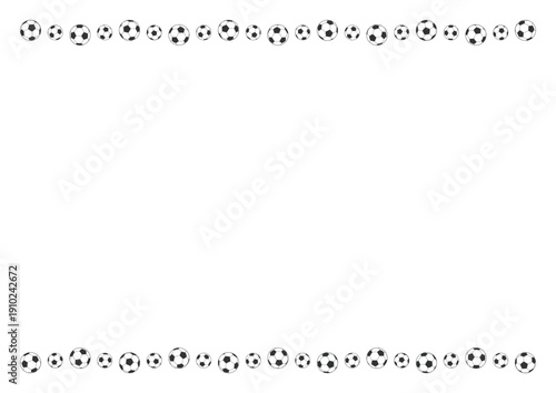 サッカーボール上下ボーダーフレーム（横型レイアウト）ベクター背景