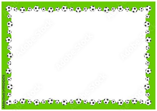 グリーン背景のサッカーボールフレーム（芝生イメージ）スポーツベクター