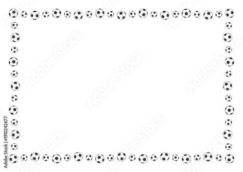 サッカーボールのフレーム枠デザイン（シンプル・四辺ボーダー）ベクター素材