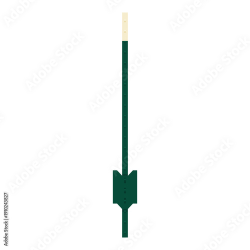 Green T post steel fence post often used in agricultural fencing vector