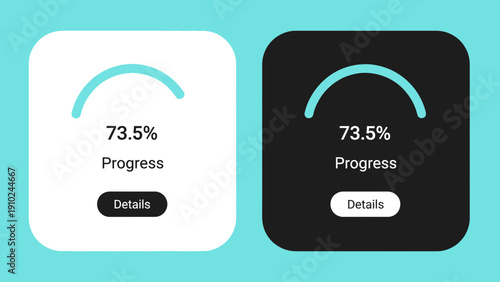 Progress bar with percentage, details button, and dark mode design