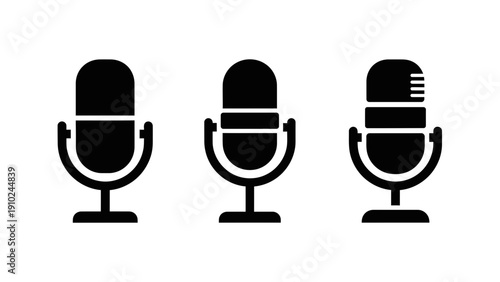 microphone icons set, audio recording, voice, sound