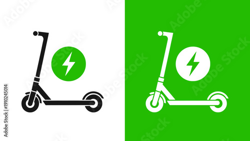 electric scooter icon, green energy, eco-friendly transport, white background