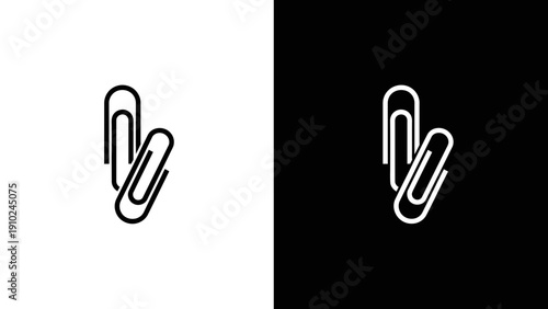 paper clips icon, black and white office supplies