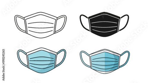 face masks illustrations, medical protection, surgical masks, covid-19