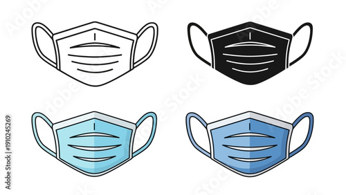 surgical masks illustrations, medical protection, face covering, health care concept