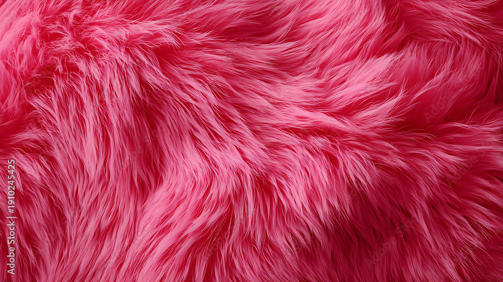 Fototapeta premium Deep Pink Shaggy Faux Fur Textile Detail texture background