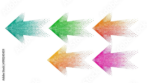 colorful arrows pointing left on white background, design elements