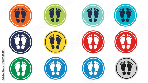footprints floor stickers, social distancing, safety guidance