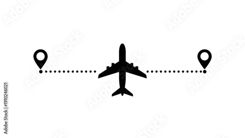 Airplane route icon, travel and transportation concept