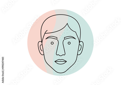 Line Art Portrait Of A Human Face With Wash Of Color Background For Creative Concepts And Modern Design Elements